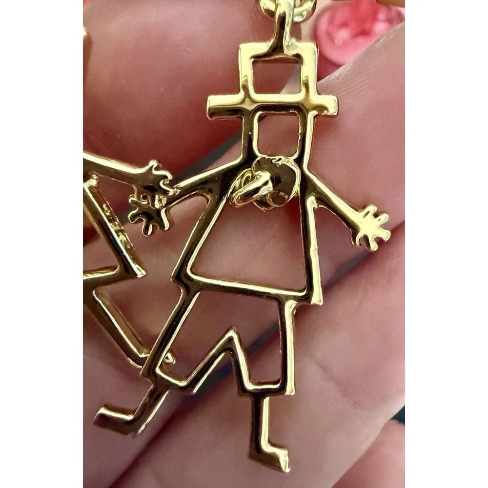 2 Vintage K.I.S. Grandma Gold Tone Brooch Pins Grandchildren Rhinestone Lot